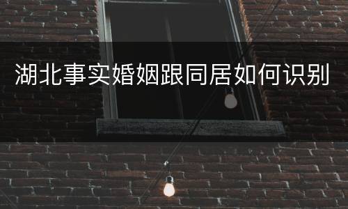 湖北事实婚姻跟同居如何识别
