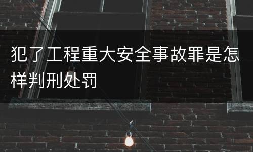 犯了工程重大安全事故罪是怎样判刑处罚