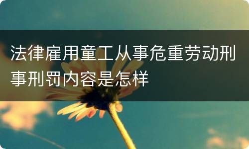 法律雇用童工从事危重劳动刑事刑罚内容是怎样