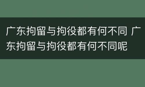 广东拘留与拘役都有何不同 广东拘留与拘役都有何不同呢
