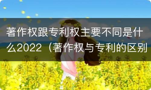 著作权跟专利权主要不同是什么2022（著作权与专利的区别）
