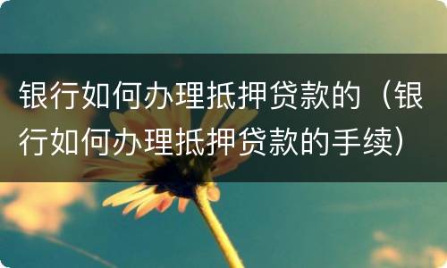 银行如何办理抵押贷款的（银行如何办理抵押贷款的手续）
