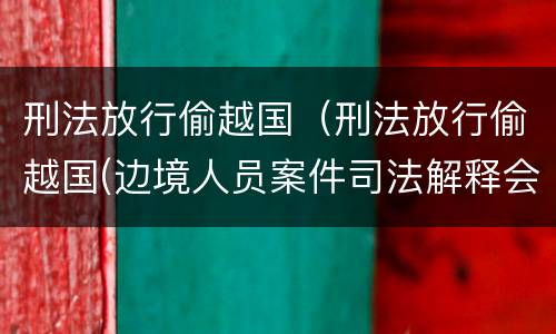 刑法放行偷越国（刑法放行偷越国(边境人员案件司法解释会如何规定）