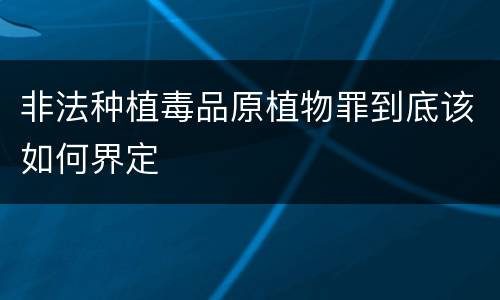 非法种植毒品原植物罪到底该如何界定