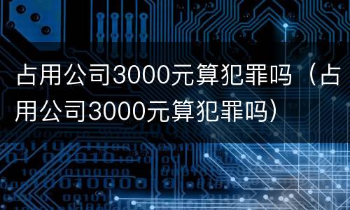 占用公司3000元算犯罪吗（占用公司3000元算犯罪吗）