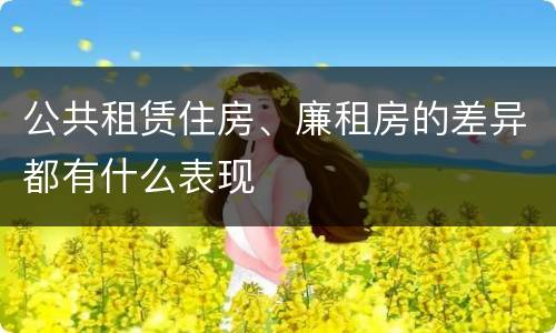公共租赁住房、廉租房的差异都有什么表现
