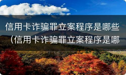 信用卡诈骗罪立案程序是哪些（信用卡诈骗罪立案程序是哪些规定）