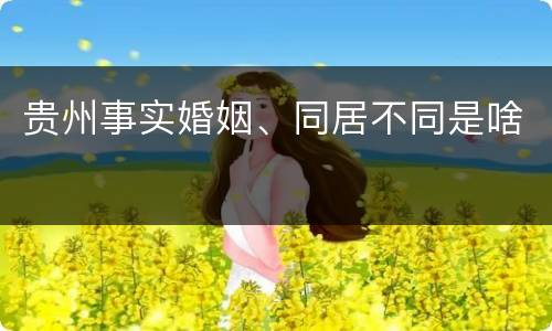 贵州事实婚姻、同居不同是啥