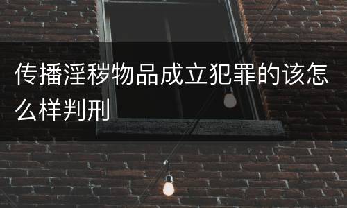 传播淫秽物品成立犯罪的该怎么样判刑