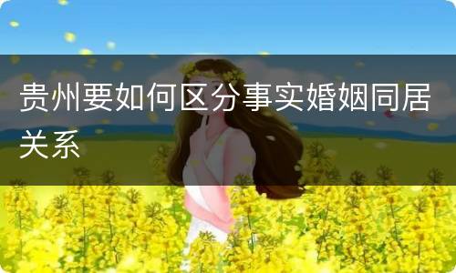 贵州要如何区分事实婚姻同居关系
