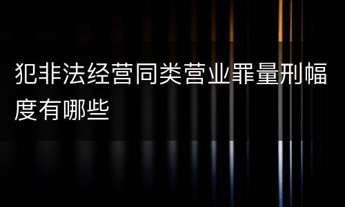 犯非法经营同类营业罪量刑幅度有哪些