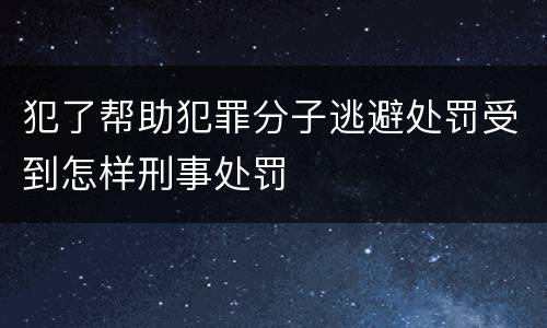 犯了帮助犯罪分子逃避处罚受到怎样刑事处罚