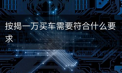 按揭一万买车需要符合什么要求