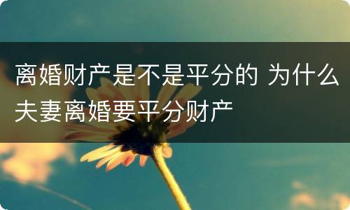 离婚财产是不是平分的 为什么夫妻离婚要平分财产