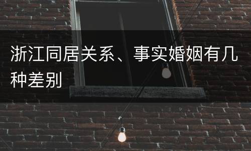 浙江同居关系、事实婚姻有几种差别