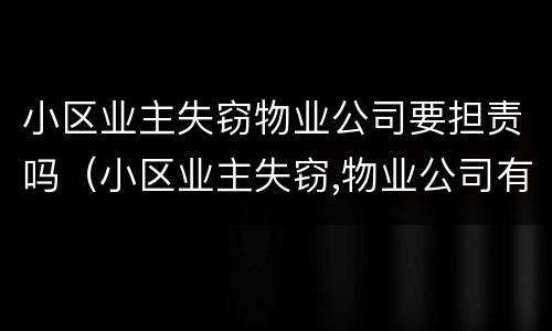 小区业主失窃物业公司要担责吗（小区业主失窃,物业公司有没有责任）