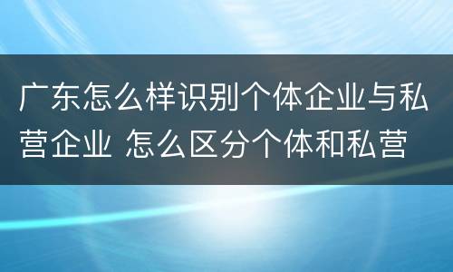 广东怎么样识别个体企业与私营企业 怎么区分个体和私营