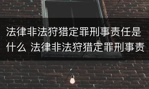 法律非法狩猎定罪刑事责任是什么 法律非法狩猎定罪刑事责任是什么