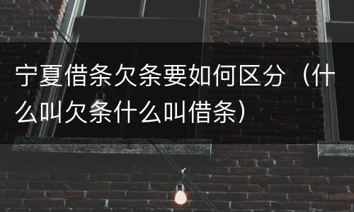 宁夏借条欠条要如何区分（什么叫欠条什么叫借条）