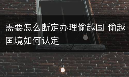 需要怎么断定办理偷越国 偷越国境如何认定