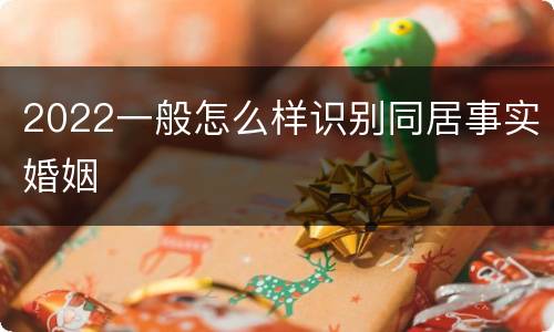 2022一般怎么样识别同居事实婚姻
