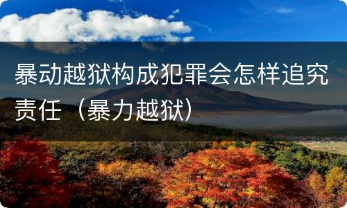 暴动越狱构成犯罪会怎样追究责任（暴力越狱）