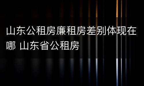 山东公租房廉租房差别体现在哪 山东省公租房