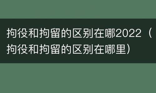 拘役和拘留的区别在哪2022（拘役和拘留的区别在哪里）