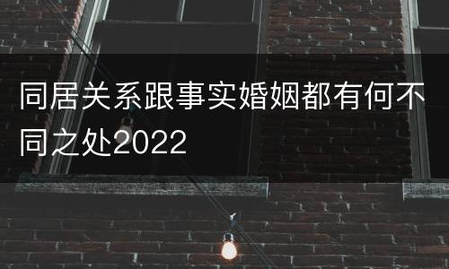 同居关系跟事实婚姻都有何不同之处2022