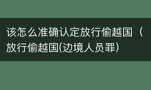 该怎么准确认定放行偷越国（放行偷越国(边境人员罪）
