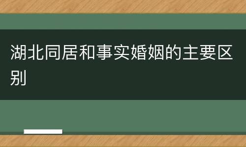 湖北同居和事实婚姻的主要区别