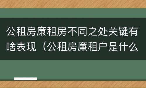 公租房廉租房不同之处关键有啥表现（公租房廉租户是什么）