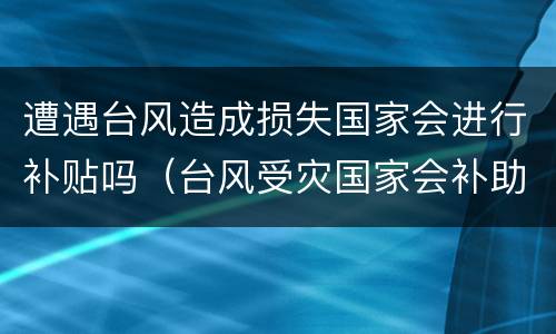 遭遇台风造成损失国家会进行补贴吗（台风受灾国家会补助吗）