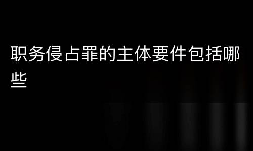 职务侵占罪的主体要件包括哪些