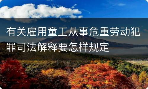有关雇用童工从事危重劳动犯罪司法解释要怎样规定