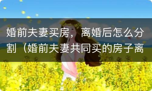 婚前夫妻买房，离婚后怎么分割（婚前夫妻共同买的房子离婚后归谁）