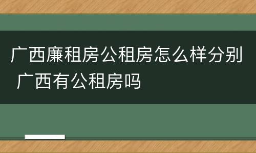 广西廉租房公租房怎么样分别 广西有公租房吗