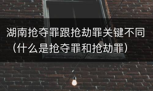 湖南抢夺罪跟抢劫罪关键不同（什么是抢夺罪和抢劫罪）