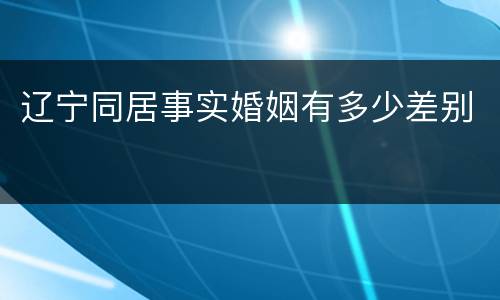 辽宁同居事实婚姻有多少差别