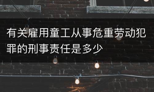 有关雇用童工从事危重劳动犯罪的刑事责任是多少