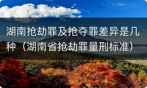 湖南抢劫罪及抢夺罪差异是几种（湖南省抢劫罪量刑标准）