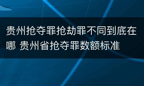 贵州抢夺罪抢劫罪不同到底在哪 贵州省抢夺罪数额标准