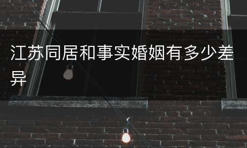 江苏同居和事实婚姻有多少差异