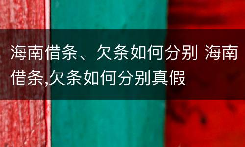 海南借条、欠条如何分别 海南借条,欠条如何分别真假