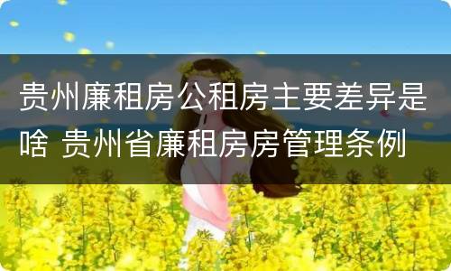 贵州廉租房公租房主要差异是啥 贵州省廉租房房管理条例