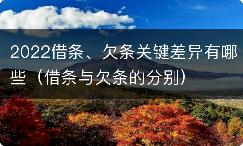 2022借条、欠条关键差异有哪些（借条与欠条的分别）
