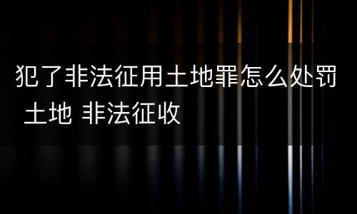 犯了非法征用土地罪怎么处罚 土地 非法征收