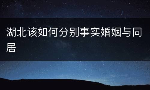 湖北该如何分别事实婚姻与同居