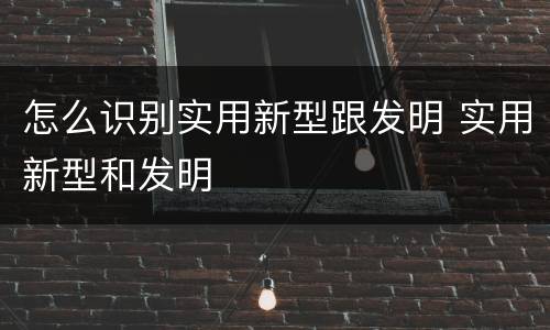 怎么识别实用新型跟发明 实用新型和发明
