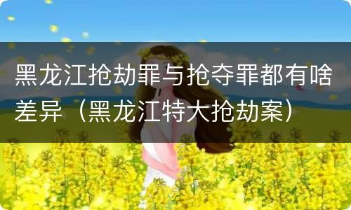 黑龙江抢劫罪与抢夺罪都有啥差异（黑龙江特大抢劫案）